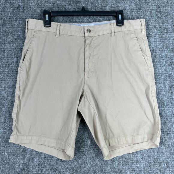 Peter Millar Mens Basic Khaki Chino Shorts 34 Beige Preppy Club Golfing Everyday - Picture 1 of 9